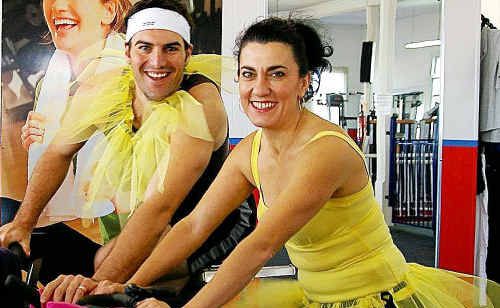James Hoffman and Gina Noble helped raise about $300 for the Queensland Cancer Council at Feelgood Fitness. James Hoffman and Gina Noble helped raise about $300 for the Queensland Cancer Council at Feelgood Fitness.